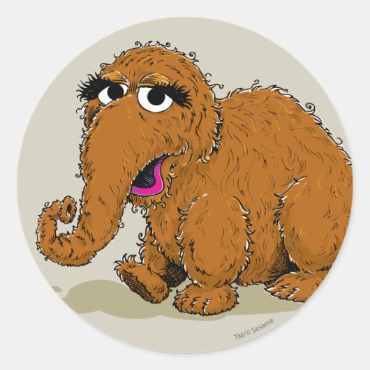 Vintage Snuffleupagus Ronde Sticker (Voorkant)