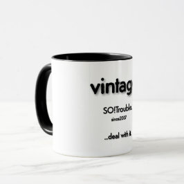 vintage SO!Trouble logo zwart op wit Mok