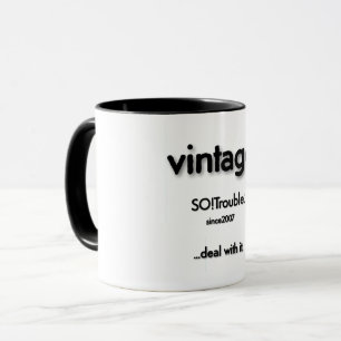 vintage SO!Trouble logo zwart op wit Mok