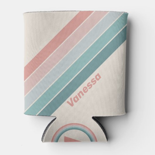 Vintage Soft Sea Shell Stripes with Name Blikjeskoeler (Voorkant)