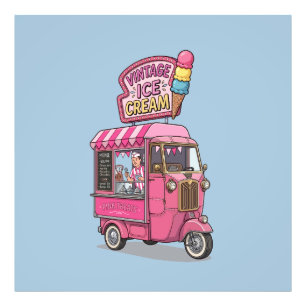 Vintage Soft Serve Ijscomobil Foto Afdruk
