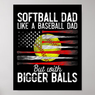 Vintage Softbal Papa Als Een Honkbal Papa Us Vlag  Poster