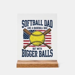 Vintage Softball Papa Grotere Ballen Shirt Ontwerp Acryl Bord