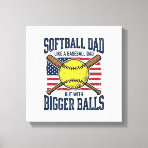 Vintage Softball Papa Grotere Ballen Shirt Ontwerp Canvas Afdruk