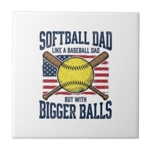 Vintage Softball Papa Grotere Ballen Shirt Ontwerp Tegeltje
