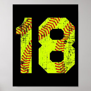 Vintage Softll 18 Jersey Nummer Poster
