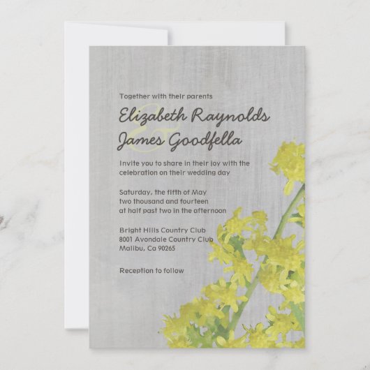 Vintage Solidago Wedding Invitations Kaart (Voorkant)