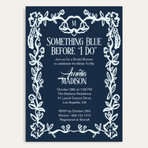 Vintage Something Blue Bloemige Bruidsuitnodiging