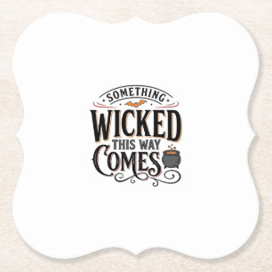 Vintage Something Wicked Halloween T-shirt ontwerp Kartonnen Onderzetters