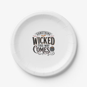 Vintage Something Wicked Halloween T-shirt ontwerp Papieren Bordje