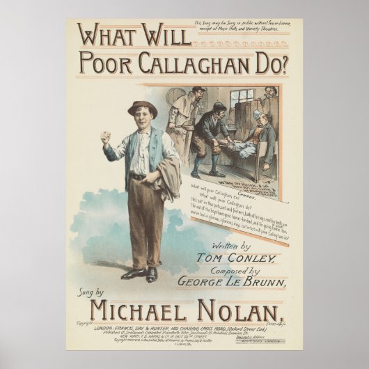 Vintage Song Sheet Poor Callaghan Poster (Voorkant)