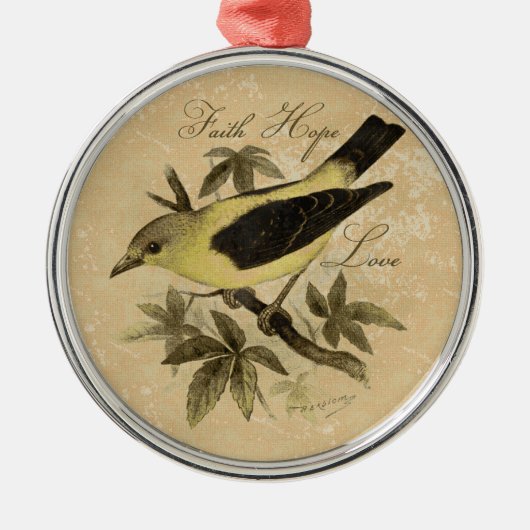 Vintage Songbird Faith Hope Love Tree Ornament (Voorkant)