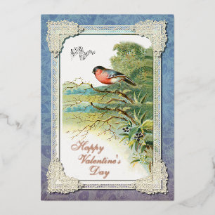 Vintage Songbird Moderne Bericht Folie Kerstkaart Feestdagenkaart