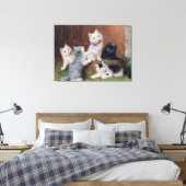 Vintage Sophie Sperlich Kittens Canvas Afdruk (Insitu (Slaapkamer))