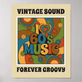 Vintage Sound Forever Groovy 1960s Muziek Geïnspir Poster
