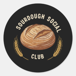 Vintage Sourdough Social Club Ambachtelijk brood Ronde Sticker