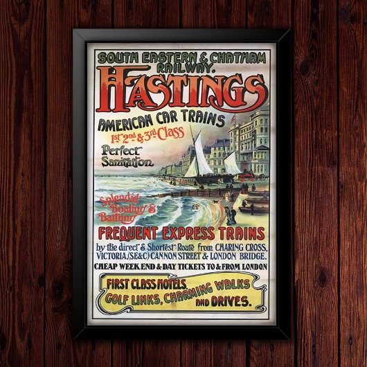 Vintage South Eastern Railway Travel Advertising Poster