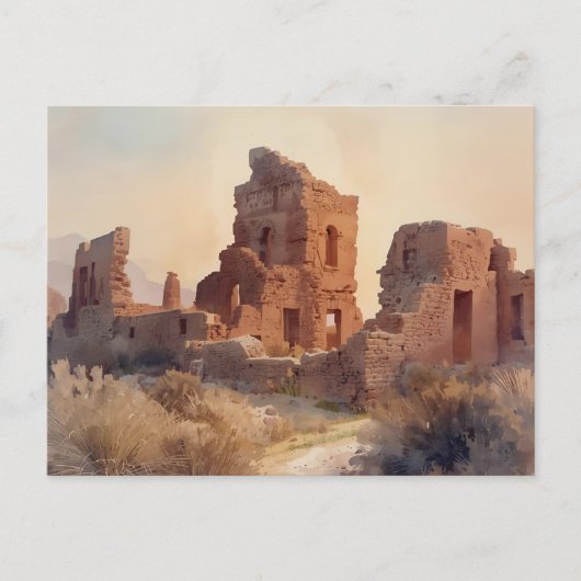 Vintage Southwestern Ruins Illustration Briefkaart (Voorkant)