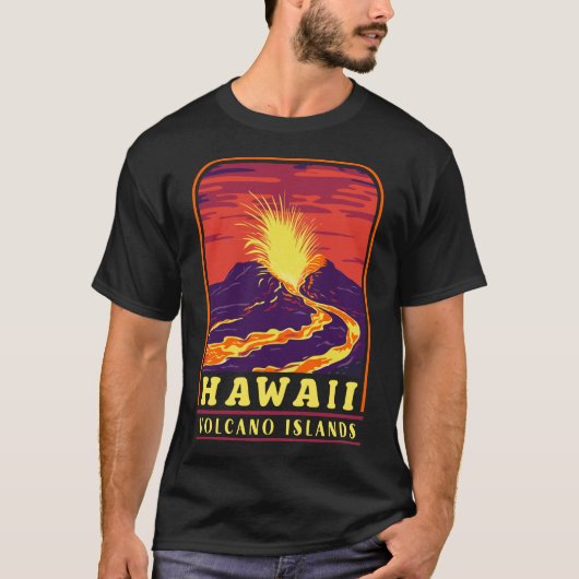 Vintage Souvenir Hawaii Volcano Eilanden T-shirt (Voorkant)