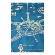 Vintage Space Age Maanbasis Blauwdruk - Retro Sci-