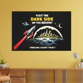 Vintage Space Maan Reis Canvas Print Retro Kunst (Insitu (Woonkamer))