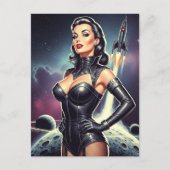 Vintage Space Pin-up Briefkaart (Voorkant)
