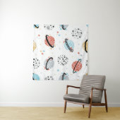 vintage Space Seamless Pattern with Doodle Saturn Wandkleed (In Situ (horizontaal))