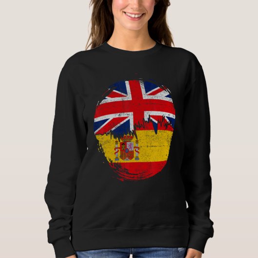 Vintage Spanish with British Flag Roots Spain Trui (Voorkant)