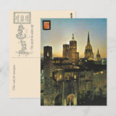 Vintage Spanje, Barcelona bij zonsondergang Briefkaart (Voorkant / Achterkant)