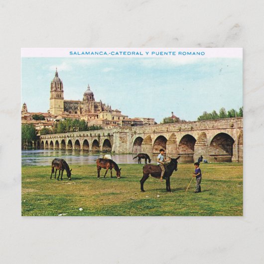 Vintage Spanje, Salamanca, Kathedraal Briefkaart (Voorkant)