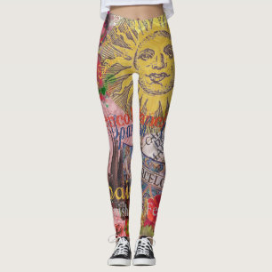 Vintage Spanje Zonneschijn Reis Collage Retro Euro Leggings