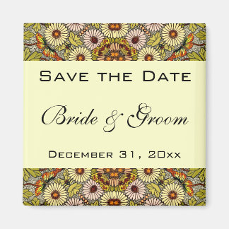 Vintage Sparen de Datum van de Bloemen Butterflies Magneet