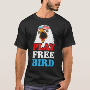 Vintage speel gratis vogel Amerikaanse patriottisc T-shirt