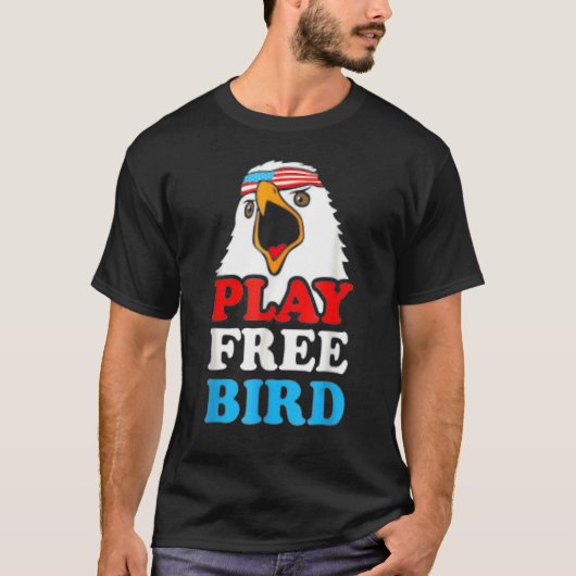 Vintage speel gratis vogel Amerikaanse patriottisc T-shirt (Voorkant)