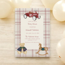 Vintage Speelgoedautotje Teddybeer Baby Shower