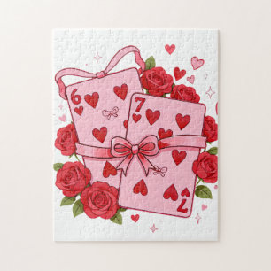 Vintage Speelkaarten Harten Valentijnsdag Coquette Legpuzzel