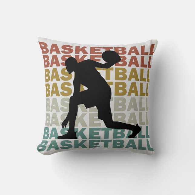 Vintage Speler Basketbal Kussen (Voorkant)