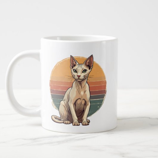 Vintage Sphynx Cat Mom Retro Art Grote Koffiekop (Links)