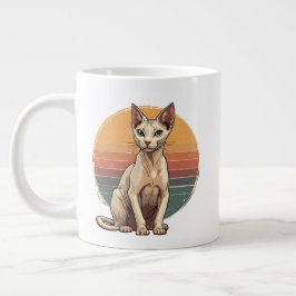 Vintage Sphynx Kat Moeder Retro Kunst Grote Koffiekop