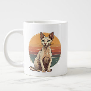 Vintage Sphynx Kat Moeder Retro Kunst Grote Koffiekop