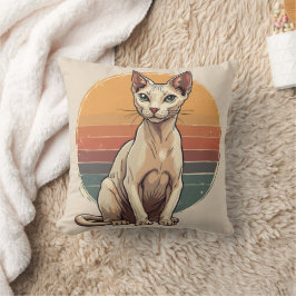 Vintage Sphynx Kat Moeder Retro Kunst Kussen