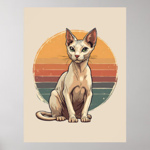 Vintage Sphynx Kat Moeder Retro Kunst Poster