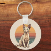 Vintage Sphynx Kat Moeder Retro Kunst Sleutelhanger (Achterkant)