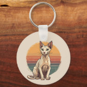 Vintage Sphynx Kat Moeder Retro Kunst Sleutelhanger (Voorkant)