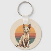 Vintage Sphynx Kat Moeder Retro Kunst Sleutelhanger (Achterkant)