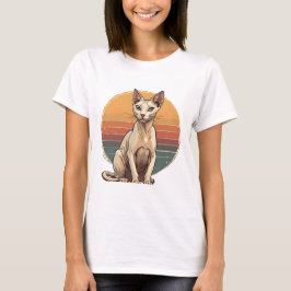 Vintage Sphynx Kat Moeder Retro Kunst T-shirt