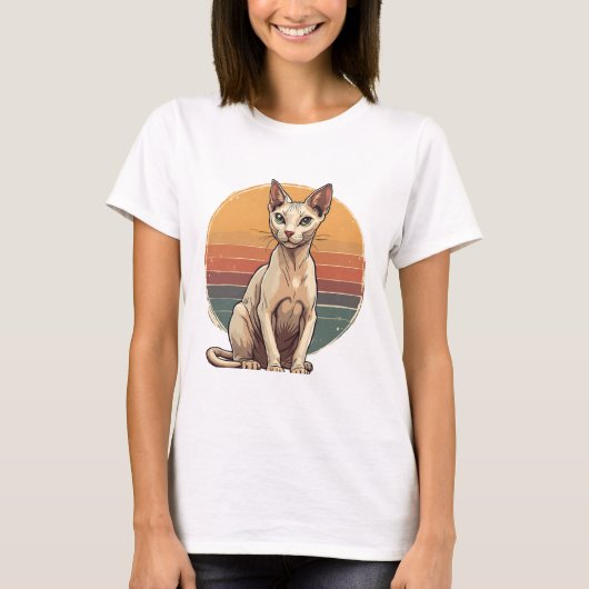 Vintage Sphynx Kat Moeder Retro Kunst T-shirt (Voorkant)