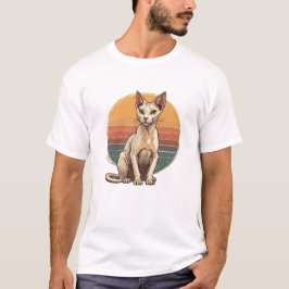 Vintage Sphynx Kat Moeder Retro Kunst T-shirt