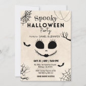 Vintage spider webs bats skull face Halloween Kaart (Voorkant)