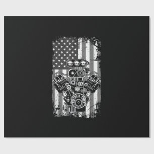 Vintage Spierkracht Auto Zuiger Amerikaanse Vlag G Cadeaupapier